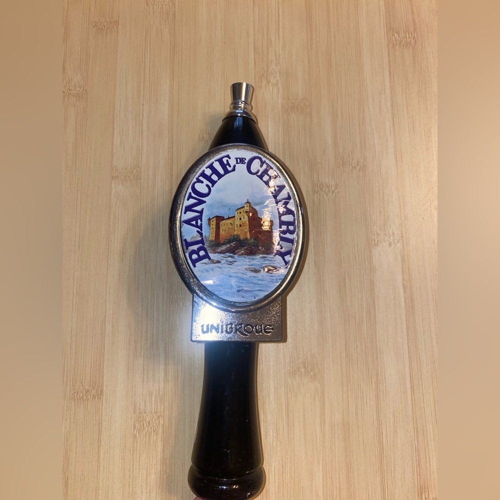 BEER Keg Tap Handle UNIBROUE Brewery Blanche de Chambly CANADA Brewmaster